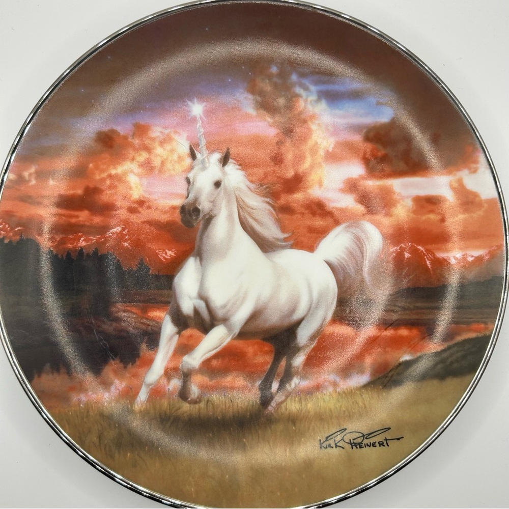 Franklin Mint Limited Edition The Mystical Diamond 
Unicorn Collectors Plate 8”